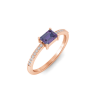 East West .50 Ct Emerald Alexandrite Pavé Birthstone Ring