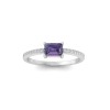 East West .50 Ct Emerald Alexandrite Pavé Birthstone Ring
