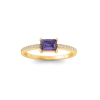 East West .50 Ct Emerald Alexandrite Pavé Birthstone Ring