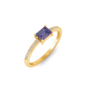 East West .50 Ct Emerald Alexandrite Pavé Birthstone Ring