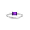 East West .50 Ct Emerald Amethyst Pavé Birthstone Ring