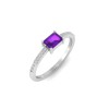 East West .50 Ct Emerald Amethyst Pavé Birthstone Ring