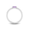 East West .50 Ct Emerald Amethyst Pavé Birthstone Ring