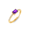 East West .50 Ct Emerald Amethyst Pavé Birthstone Ring
