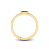 East West .50 Ct Emerald Amethyst Pavé Birthstone Ring