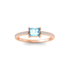 East West .50 Ct Emerald Aquamarine Pavé Birthstone Ring
