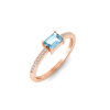 East West .50 Ct Emerald Aquamarine Pavé Birthstone Ring