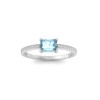 East West .50 Ct Emerald Aquamarine Pavé Birthstone Ring