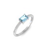 East West .50 Ct Emerald Aquamarine Pavé Birthstone Ring