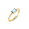 East West .50 Ct Emerald Aquamarine Pavé Birthstone Ring