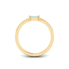 East West .50 Ct Emerald Aquamarine Pavé Birthstone Ring