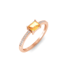 East West .50 Ct Emerald Citrine Pavé Birthstone Ring