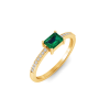 East West .50 Ct Emerald Pavé Birthstone Ring