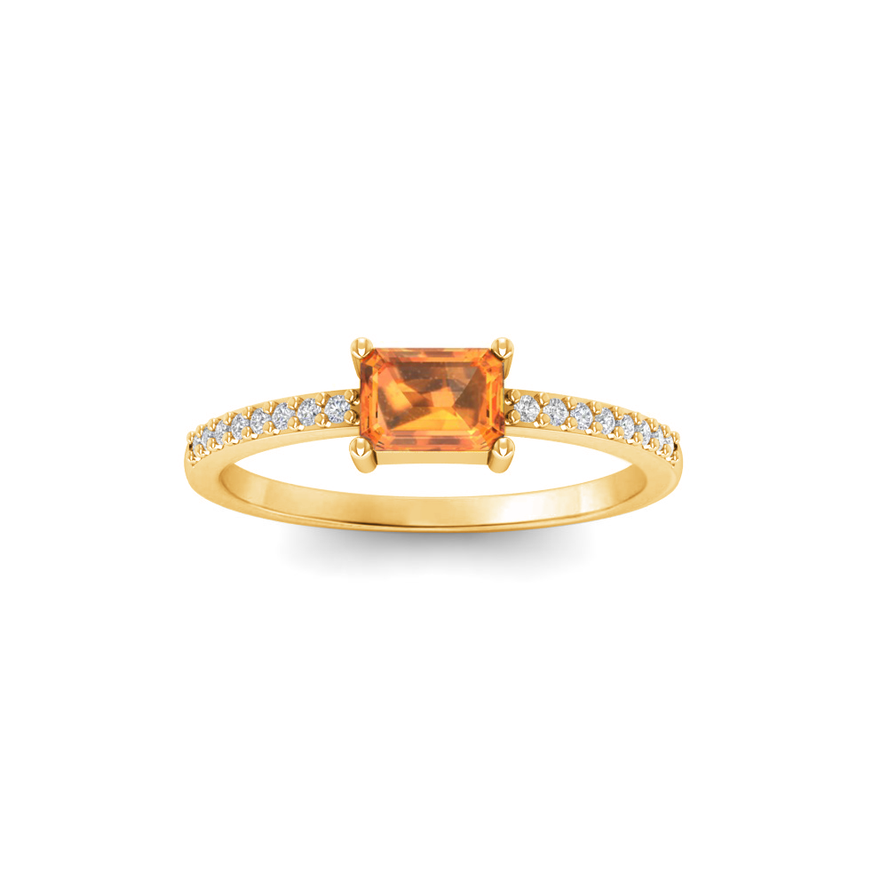 East West .50 Ct Emerald Garnet Pavé Birthstone Ring