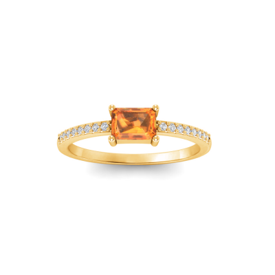 East West .50 Ct Emerald Garnet Pavé Birthstone Ring