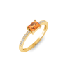 East West .50 Ct Emerald Garnet Pavé Birthstone Ring