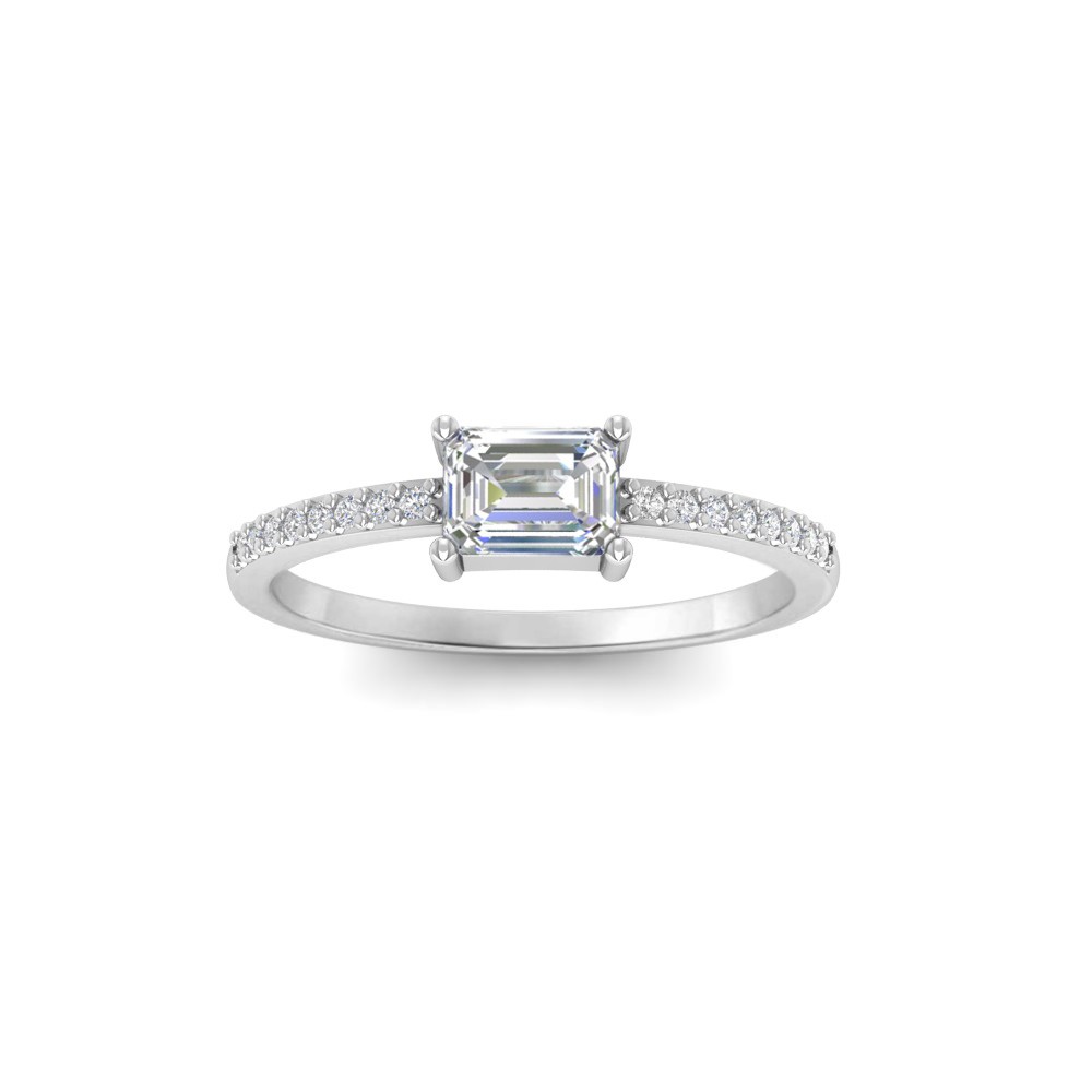 .50 Ct East West Emerald Lab Diamond Pavé Ring
