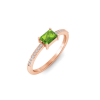 East West .50 Ct Emerald Peridot Pavé Birthstone Ring