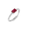 East West .50 Ct Emerald Ruby Pavé Birthstone Ring