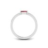 East West .50 Ct Emerald Ruby Pavé Birthstone Ring
