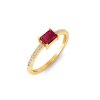 East West .50 Ct Emerald Ruby Pav?Birthstone Ring