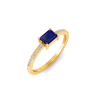 East West .50 Ct Emerald Sapphire Pavé Birthstone Ring