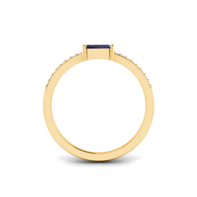 East West .50 Ct Emerald Sapphire Pavé Birthstone Ring