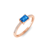 East West .50 Ct Emerald Topaz Pavé Birthstone Ring