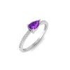 East West .50 Ct Pear Amethyst Pavé Birthstone Ring