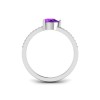 East West .50 Ct Pear Amethyst Pavé Birthstone Ring