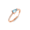 East West .50 Ct Pear Aquamarine Pavé Birthstone Ring