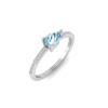 East West .50 Ct Pear Aquamarine Pavé Birthstone Ring