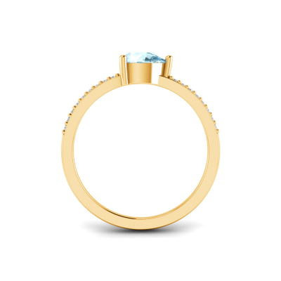 East West .50 Ct Pear Aquamarine Pavé Birthstone Ring