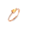 East West .50 Ct Pear Citrine Pavé Birthstone Ring