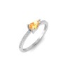 East West .50 Ct Pear Citrine Pavé Birthstone Ring