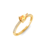 East West .50 Ct Pear Citrine Pavé Birthstone Ring