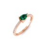 East West .50 Ct Pear Emerald Pavé Birthstone Ring