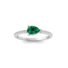 East West .50 Ct Pear Emerald Pavé Birthstone Ring