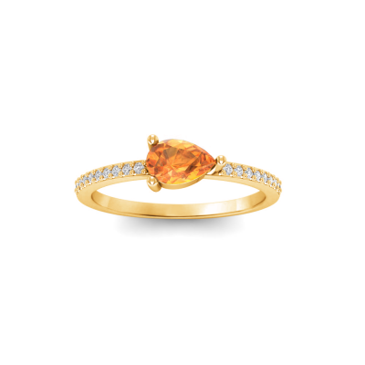 East West .50 Ct Pear Garnet Pavé Birthstone Ring
