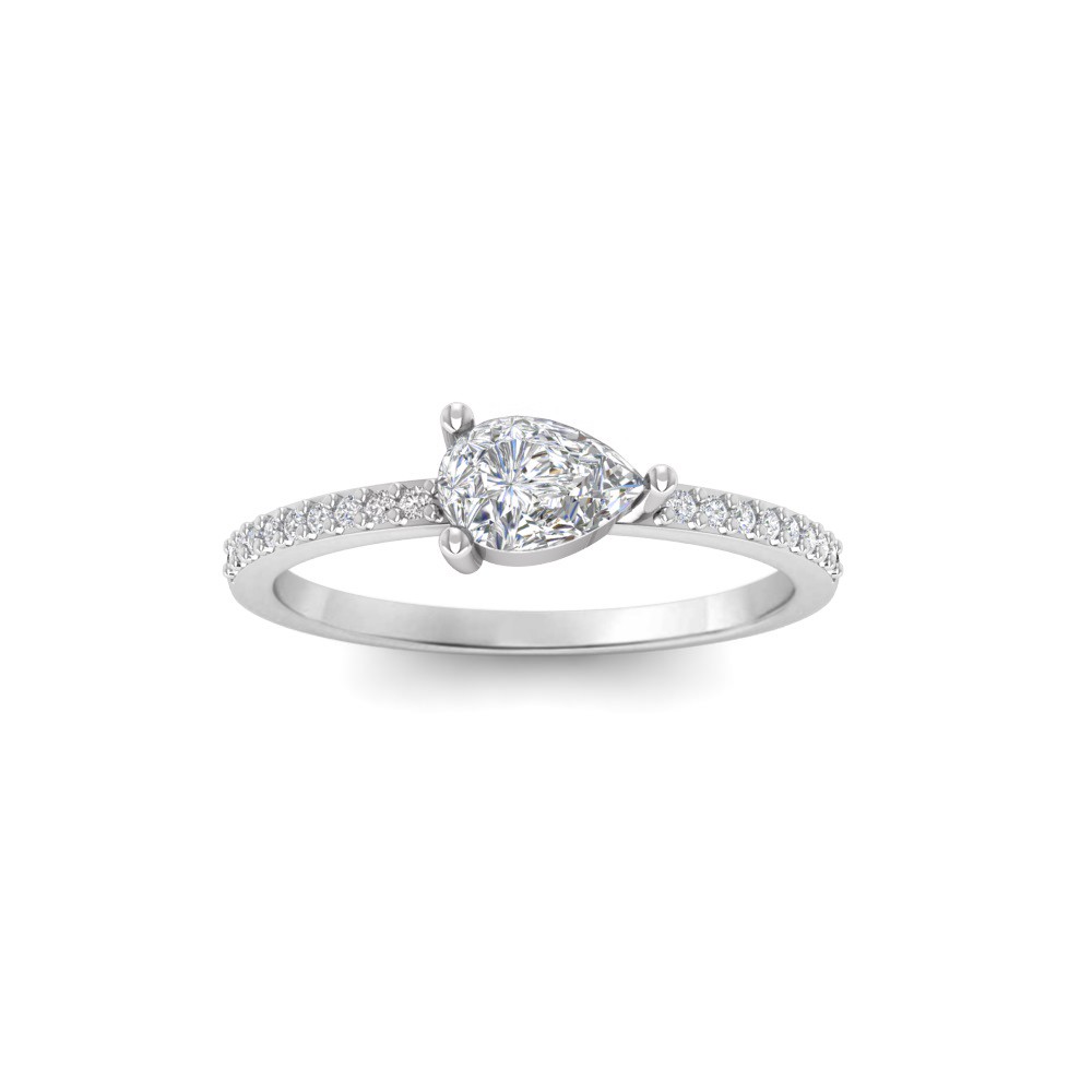 .50 Ct East West Pear Moissanite Pavé Ring