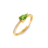 East West .50 Ct Pear Peridot Pavé Birthstone Ring