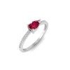 East West .50 Ct Pear Ruby Pavé Birthstone Ring
