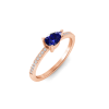East West .50 Ct Pear Sapphire Pavé Birthstone Ring