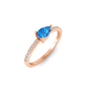 East West .50 Ct Pear Topaz Pavé Birthstone Ring