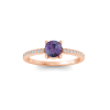 East West .50 Ct Round Alexandrite Pavé Birthstone Ring
