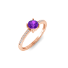 East West .50 Ct Round Amethyst Pavé Birthstone Ring