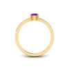 East West .50 Ct Round Amethyst Pavé Birthstone Ring