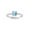 East West .50 Ct Round Aquamarine Pavé Birthstone Ring