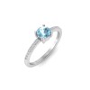 East West .50 Ct Round Aquamarine Pavé Birthstone Ring