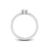 East West .50 Ct Round Aquamarine Pavé Birthstone Ring
